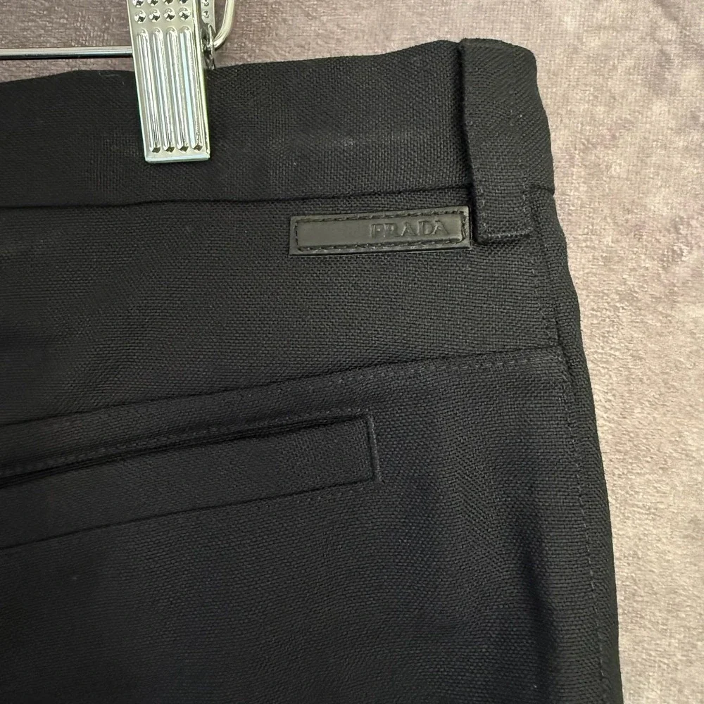 Prada Dress Pants Mens 38x32 Black Virgin Wool Flat Front Lined Formal Luxury